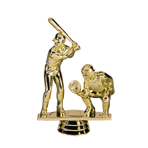 Male Double Action Baseball Catcher Gold Trophy Figure