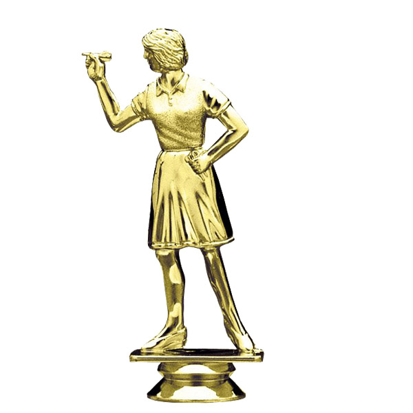 Female Dart Thrower Overhand Gold Trophy Figure
